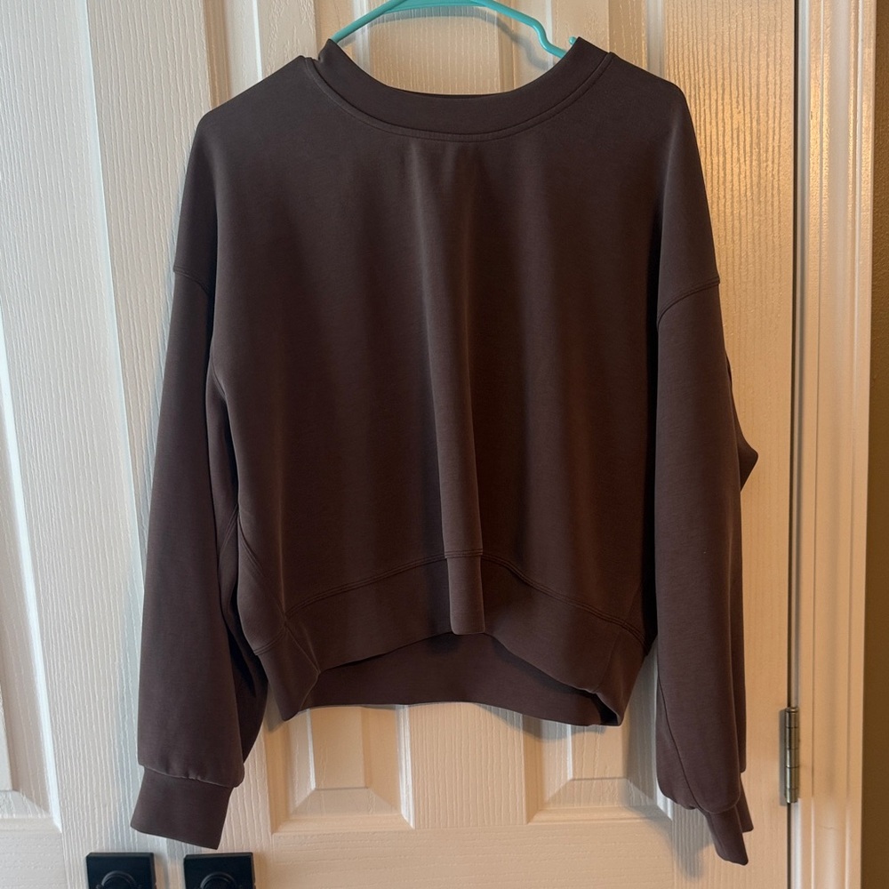 Cropped Crewneck Sweatshirt in Deep Brown